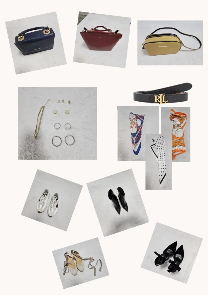 schuhe und accessoires für outfitzusammenstellung